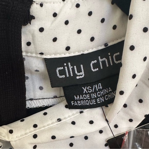 NWT! City Chic Women’s Layered Polka Dot and Black Pullover Sweater - Picture 3 of 5